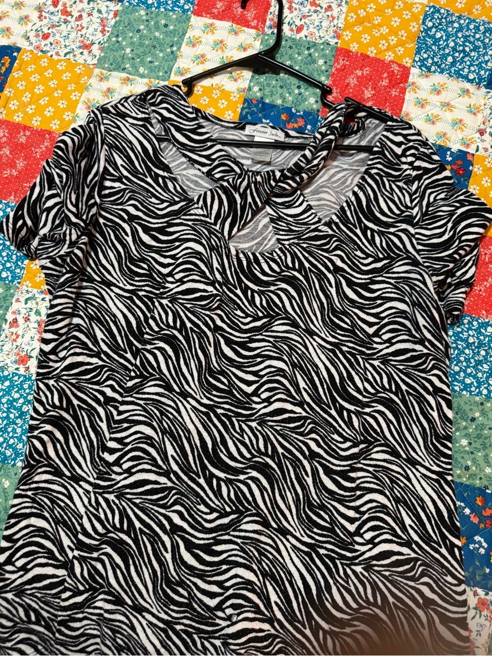 Sensational Zebra-Print Short Sleeve Tee - Black/White
